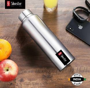 Silvester Stainless Steel Water Bottle-Fridge|Sports|Gym|Office|College|School- (Silver) 1000 ml Bottle