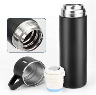 HASRU Stainless Steel Vacuum Flask with set of Steel Cup Combo - 500ml 500 ml Flask 500 ml Bottle With Drinking Glass