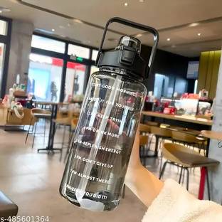 AMBIOUS Motivational Time Marker & Leak Proof Transparent Water Bottle 2000 ml Plastic Sipper