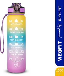 WErFIT 1000ml BPA-Free Water Bottle – Leak-Proof, Motivational Time Marker, with Strap 1000 ml Plastic Shaker
