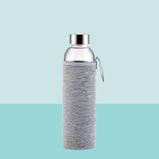 KDZONE Borosilicate Fuzz Glass Bottle, Water Beverage Fridge Bottle With foam Cover 610 ml Bottle
