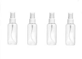 EverGlam 4 pcTransparent Empty Spray Bottle 100 ml Each Spray Bottle (Pack of 4, Clear, 400 ml Spray Bottle