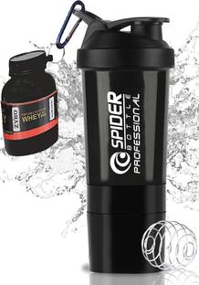 ZYRO Protein Funnel & Spider Gym Shaker Bottle with Stainless Steel Spring Ball 500 ml Shaker