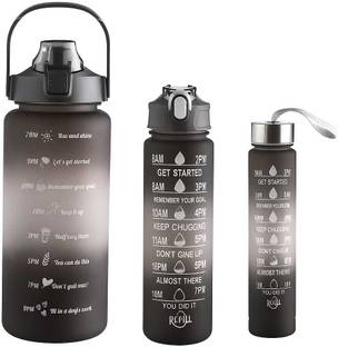 JTG Set Of 3 Water Bottle 2000ML, 900ML, 300ML With Motivational Time Marker 3200 ml Bottle