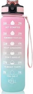 DOFTHD 1 Litre Drinking Water Bottle with Motivational Time Marker & Straw Gym Sipper 1000 ml Sipper