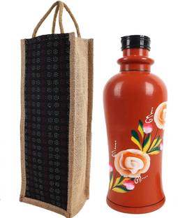 KSI Self Cooling Water Bottle ,Earthenware Table top Bottle, Clay Bottle 1000 ml Bottle