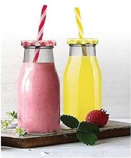 Avastro Juice Bottle Transparent Water Bottles Storage Tank Glass Mason Jar 400 ml Bottle With Drinking Glass