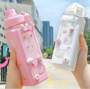 TWINKLE PARADISE Kawaii Water Bottle with Straw and Sticker Square Drinking Bottle 600 ml Bottle