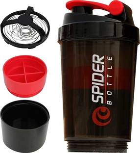 Spider Mart lNew Spider Protein Shaker water bottle 500ml with 2 Extra Container for Gym 500 ml Shaker