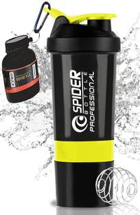 ZYRO Protein Funnel & Spider Gym Shaker Bottle with Stainless Steel Spring Ball 500 ml Shaker