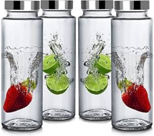 Coozico Water Bottle 750 ml with Air Tight Black Matte Lid, Glass Bottle for Water, 750 ml Bottle