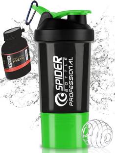 ZYRO Protein Funnel & Spider Gym Shaker Bottle with Stainless Steel Spring Ball 500 ml Shaker