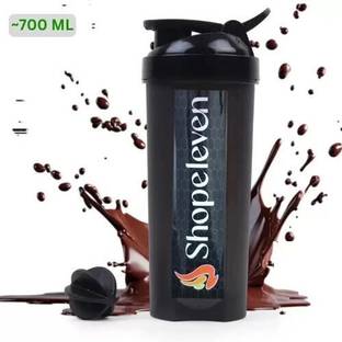 Shopeleven Plastic Fitness Water & Shaker Bottle with Mixer Ball, Fitness Shaker Bottle 700 ml Plastic Shaker