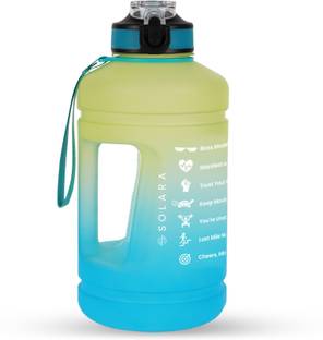 Solara Sipper Water Bottle with Motivational Time Marker, Leakproof, Gym, Blue Hawaii, 2200 ml Bottle