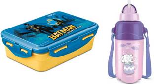 MILTON Funt Treat Plastic Lunch box & Trendy 400 370 ml Plastic Bottle