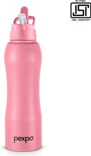 pexpo Belly Stainless Steel Water Bottle with Straw Lid Sipper Cap 750 ml Bottle