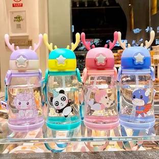 Modiza ARBHUMI Deer Horn Cartoon Sipper Water Bottle for Kids with Lock cap(Multicolor)