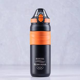 BOROSIL Adventure Vacuum Insulated 560 ml Water Bottle, 8 Hours Hot & Cold Flask, Black 560 ml Steel Flask