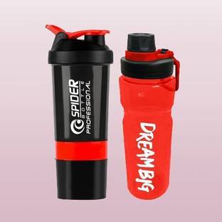 TRUE INDIAN Spider Shaker And Sipper Gym Water Bottle 500 ml Plastic Shaker