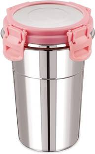 Brijshi Stainless Steel 400 ML Click N Seal Lock Fusion Tumbler Glass With Steel Lid Stainless Steel Tumbler