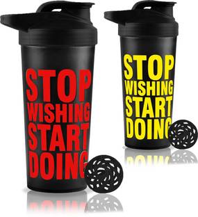 COOL INDIANS Premium Sports Combo Of Gym Shaker Bottle With Blender ball. 700 ml Plastic Shaker