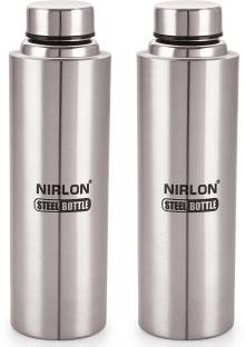 NIRLON Stainless Steel Water Bottle/Refrigerator Bottle, Single Wall, Leakproof 2 Pc 1000 ml Bottle