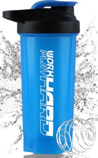 Dassio Work Hard Protein Gym Shaker Bottle with Stainless Steel Spring Ball 700 ml Plastic Shaker