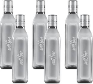 MILTON Prive Pet Water bottle, Set of 6, 1 Litre Each, Grey | BPA Free | Leak Proof 1000 ml Bottle