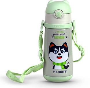 PROBOTT School Champ 370ml Sipper Bottle with Strap for Kids, Hot & Cold Water Bottle_F 371 ml Steel Flask