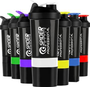ZYRO Spider Gym bottle with Stainless Steel Mixer Ball & 2 Containers for Protein 500 ml Shaker