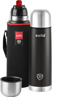 cello Duro Tuff Steel Flip with Jacket DTP Coating Double Walled Insulated 950 ml Flask