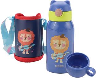 KUBER INDUSTRIES Shera Design Stainless Steel Flask with Straw,Cup & Fabric Cover BPA Free|500 ml 500 ml Shaker