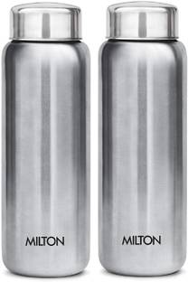 MILTON Aqua Stainless Steel Fridge Water Bottle 750 ml, Set Of 2, Silver 750 ml Bottle