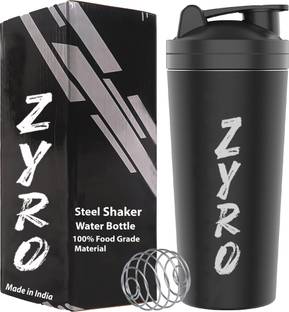 ZYRO Stainless Steel Gym Shaker Bottle for Protein Shake, BCAA, with Mixing ball 750 ml Shaker