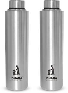 Dhara Stainless Steel एवरफ्रेश 1000 सिंगल वॉल स्टेनलेस स्टील ऑफिस वॉटर बॉटल 2 का सेट 960 ml बॉटल