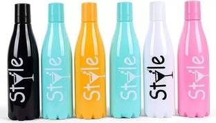 REGOLITH ENTERPRISES Unbreakable Fridge Water Bottle 1000 ml Water Bottles (Set of 6, Multicolor) 1000 ml Bottle