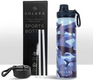 Solara Vacuum Insulated Stainless Steel Water Bottle for Hot and Cold, Shark Camo, 650 ml Steel Flask