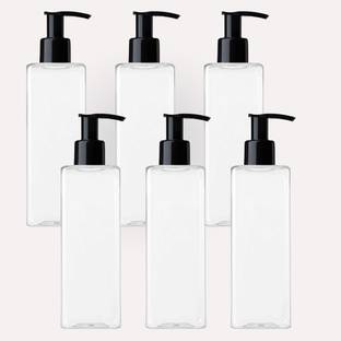 Thinqkart Select Empty Square Pump Bottles 250m For Oil / Shampoo / Liquid-(6pc) 250 ml Bottle