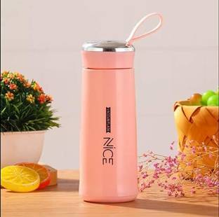 prfashioncorner Glass Water Bottle with Silicone Protective Cover Leak-proof BPA Free 400 ml Flask