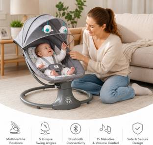 Nanhi Muskaan Premium Automatic Electric Baby Swing Cradle with Adjustable Swing Speed, Remote Bouncer