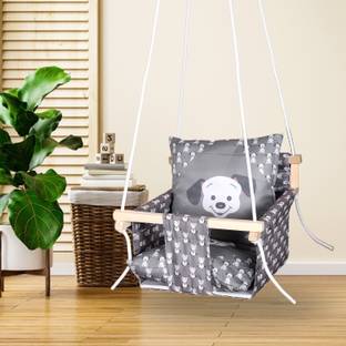 Toytoria Wooden Baby Swing for Kids jhula with 2 Pillows (6 Months to 4 Years) Swings