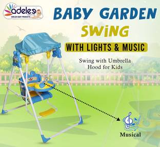 ODELEE Baby Garden Swing Jhula With Music Lights Footrest & Umbrella Hood Bouncer