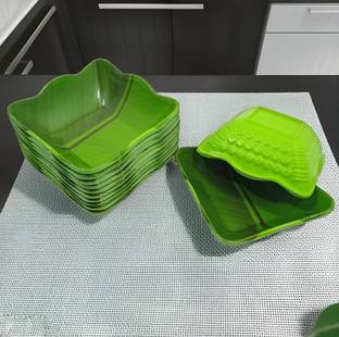 Inpro Melamine Vegetable Bowl Pack of 12 in Green Color Perfect for individual Serving
