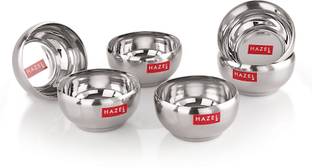 HAZEL Stainless Steel Serving Bowl Serving Bowl Set of 6 Stainless Steel Bowl for Dessert,150 ml each, Silver