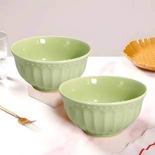 Lemon Tree Ceramic Serving Bowl Round for Snacks, Soup, Nuts Serving | 4 Pcs Bowl Set for Kitchen and Dining