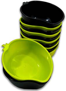 Inpro Plastic Serving Bowl Inpro Stylish Mango Shape Plastic Bowls in 6 Black & 6 Green Color for Snacks