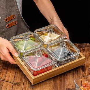 Avastro Glass Candy Bowl Snack Bowls for Fruit Candy Nuts Snacks Chip Dip Dish Display Plate Fruit