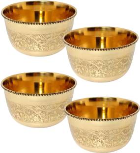 A & H ENTERPRISES Brass Cereal Bowl Hand Made Big Size Brass Floral Bowls for Dinnerware,Serveware Katori -300 ML