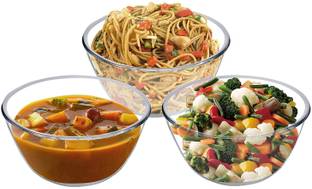 Flipkart SmartBuy Borosilicate Glass Mixing Bowl Borosilicate Round Glass Bowl for Kitchen, Dining | Serving Bowl ( 1600 ml Each)