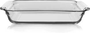 Sarsawal Glass Dessert Bowl Borosilicate Glass Microwave Oven Safe Rectangle Baking Dish (1000 ML) Disposable